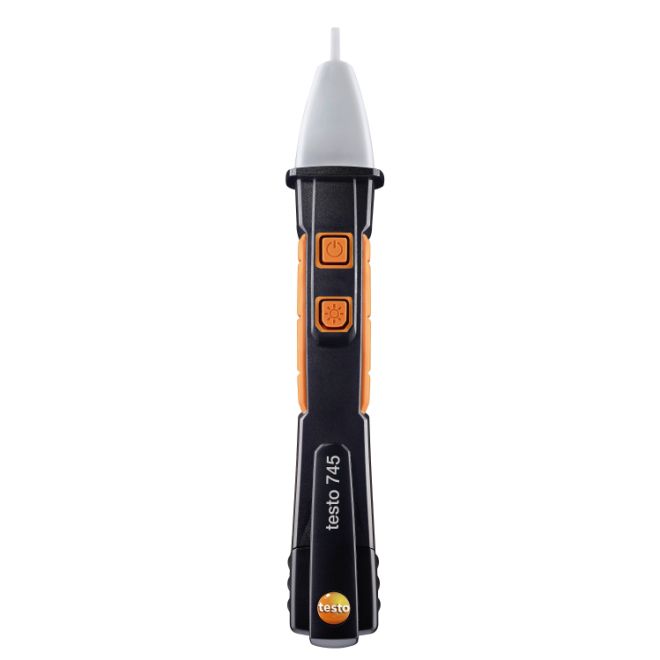 Testo 745 - Detector de tensão s/ cont. p/ detec. de circ. energiz. ou aterr. inapropriado, indic. de LED verm.